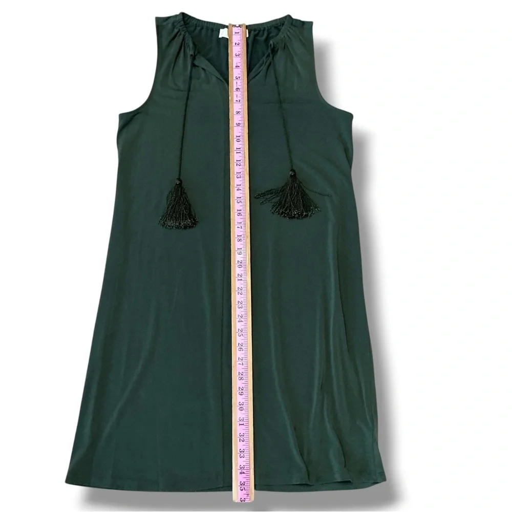 Michael Kors Olive Green Sleeveless V-Neck Dress with Tassel Tie